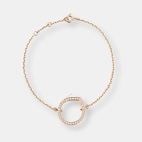 Bracelet antifer en or rose pavé de diamants