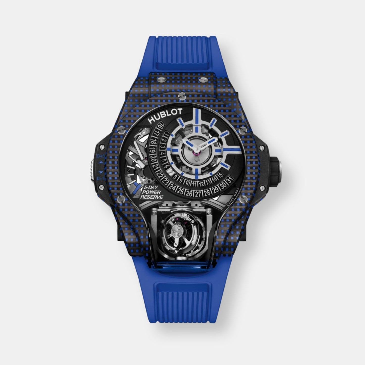 Montre mp-09 tourbillon bi-axis blue 3d carbon