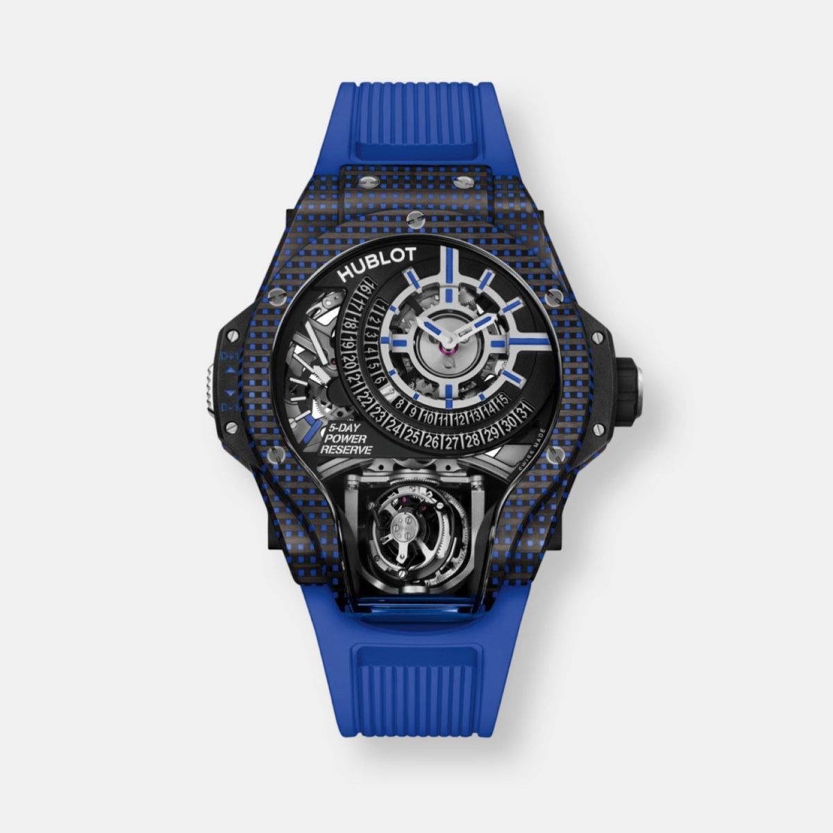 Montre mp-09 tourbillon bi-axis blue 3d carbon