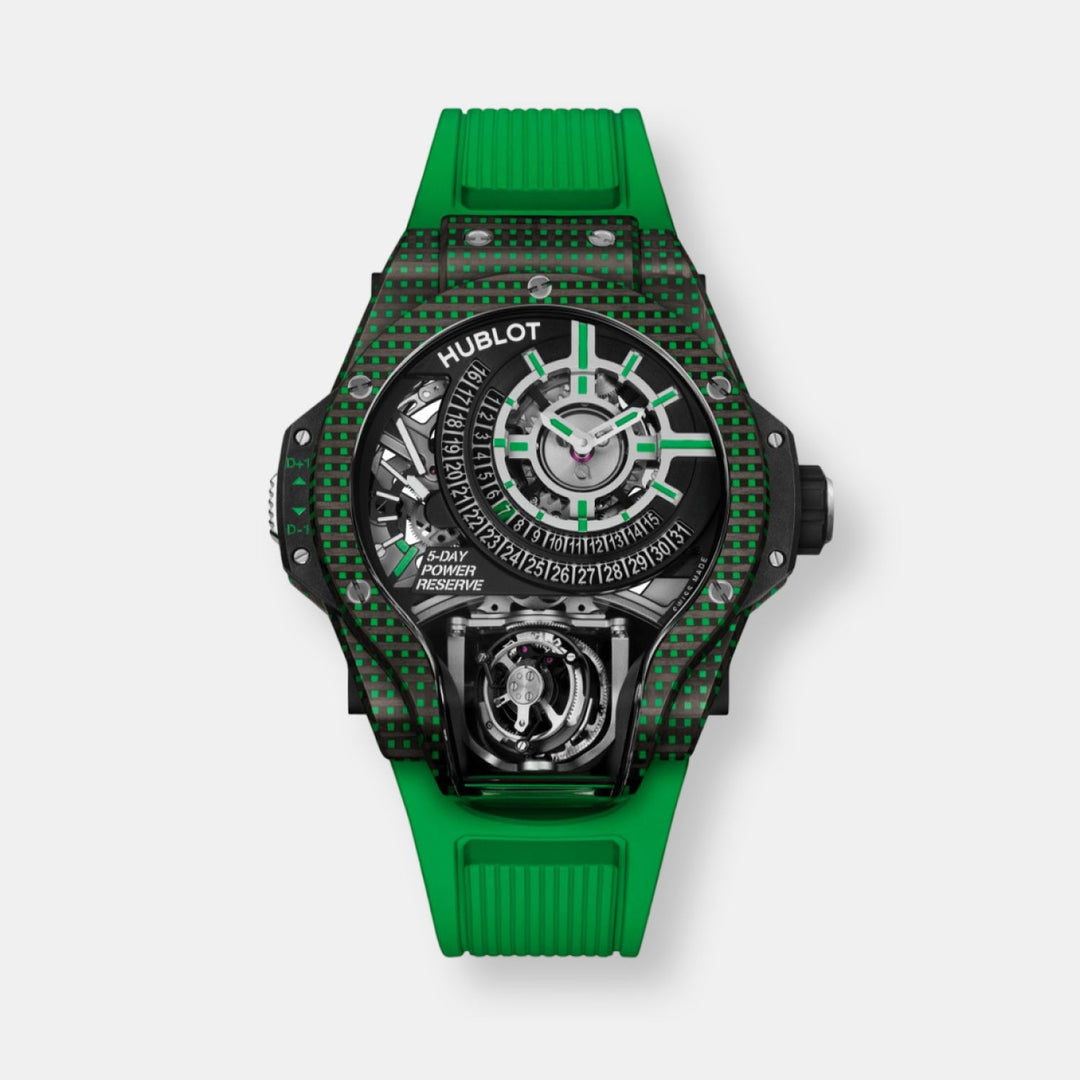 Montre mp-09 tourbillon bi-axis green 3d carbon