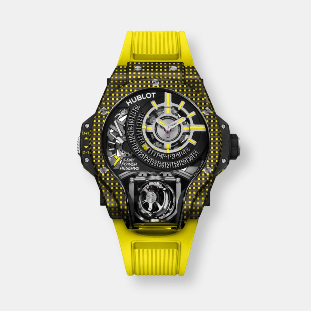 Montre mp-09 tourbillon bi-axis yellow 3d carbon
