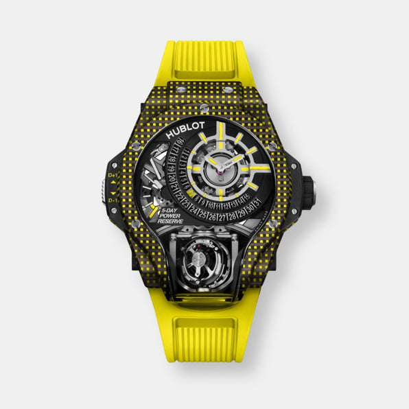 Montre mp-09 tourbillon bi-axis yellow 3d carbon
