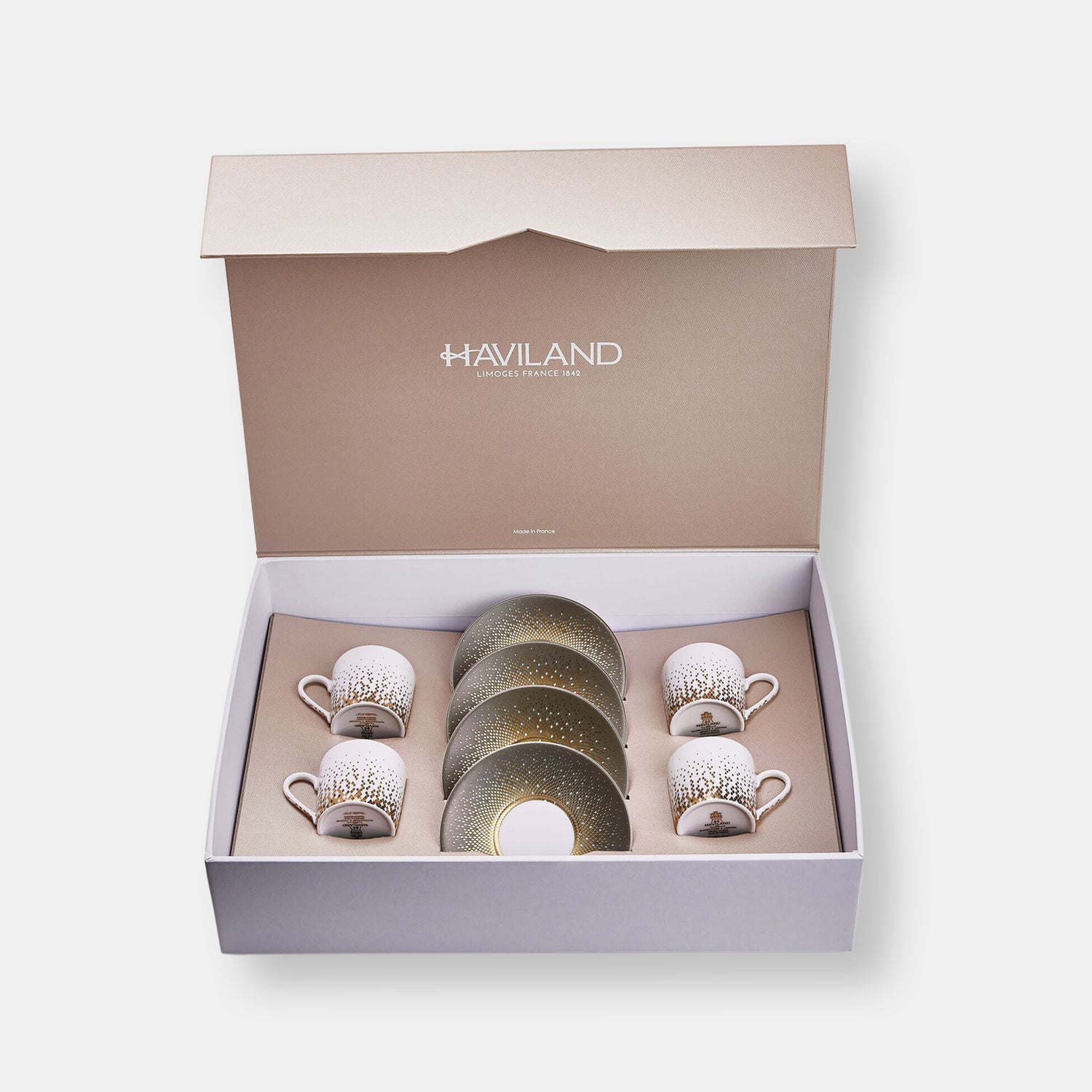 Souffle d’or coffret de 4 tasses et soucoupes café