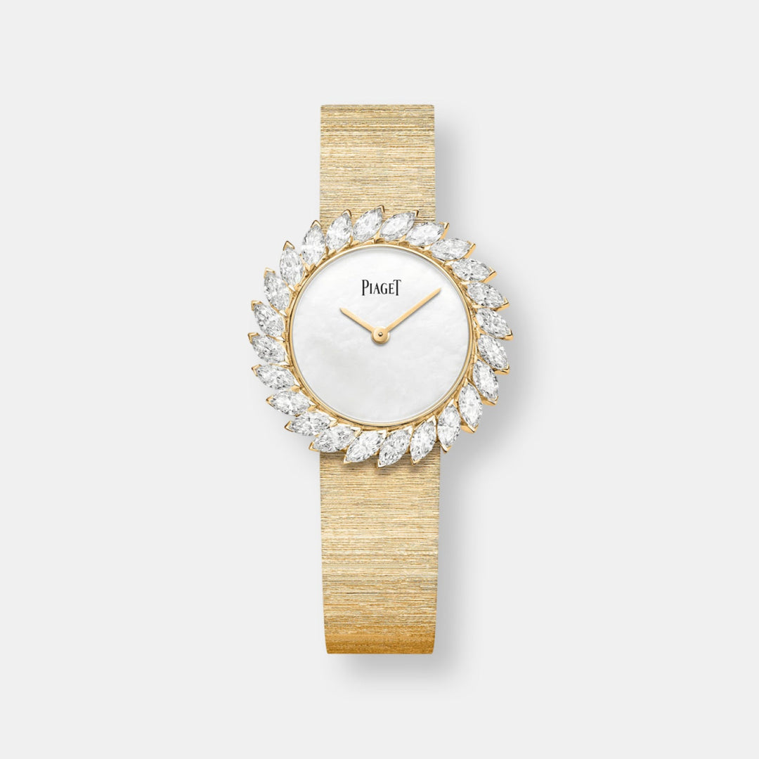 Montre  haute joaillerie, collection limelight, taille 31mm, brasserie or jaune décor 