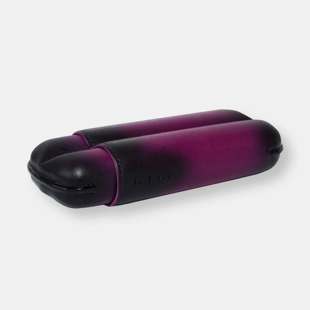 Etui a cigares en cuir patine - 2 cigares calibre 27