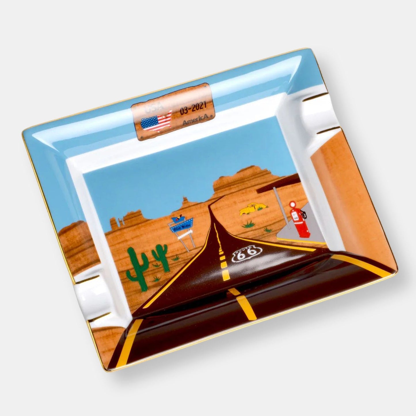 "route 66" - cendrier en porcelaine