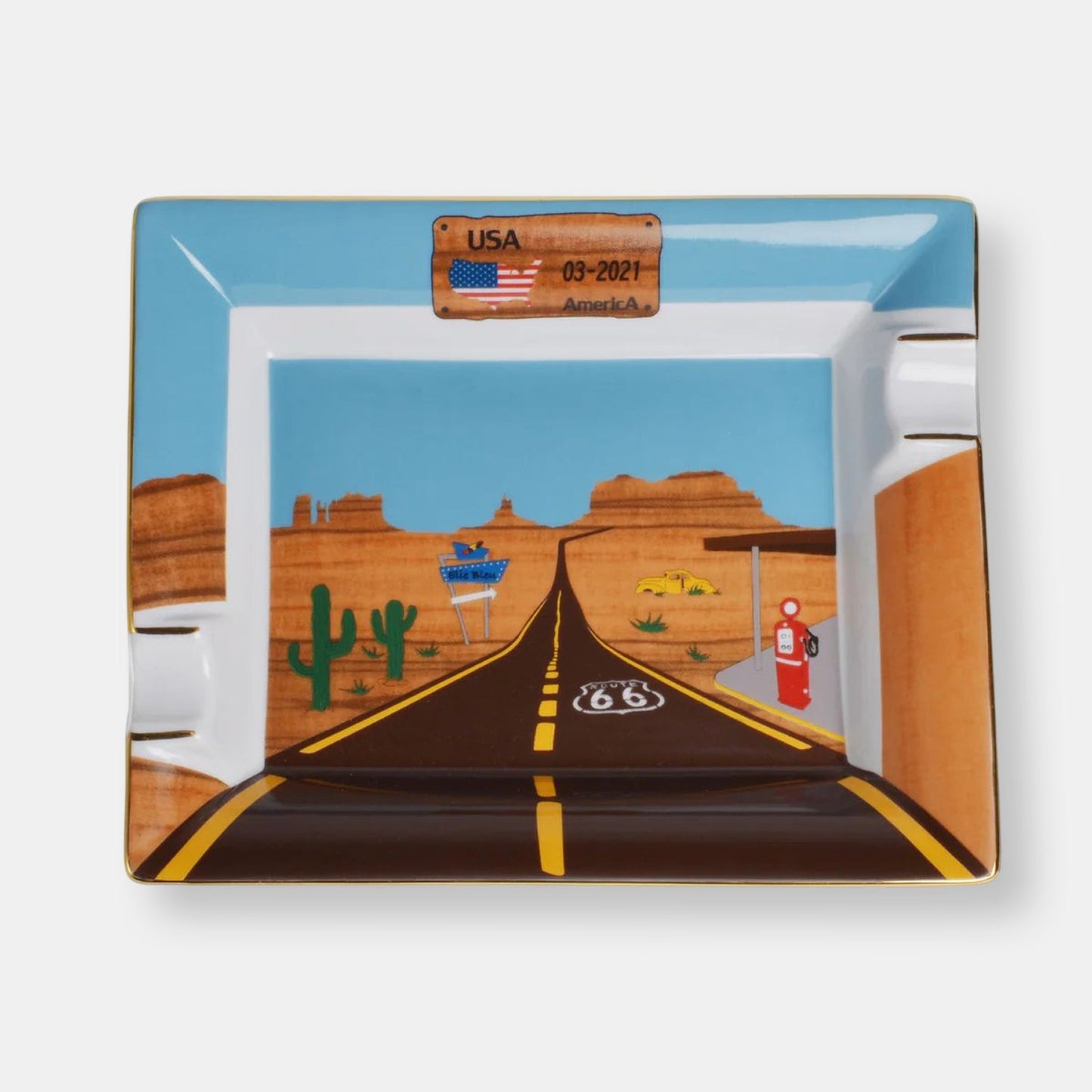 "route 66" - cendrier en porcelaine