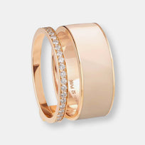 Bague berbere chromatic laqué couleur nude en or rose pavée de diamants