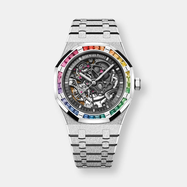 Montre royal oak frosted gold double balancier squelette