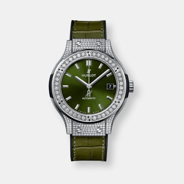 Montre classic fusion titanium green pavé