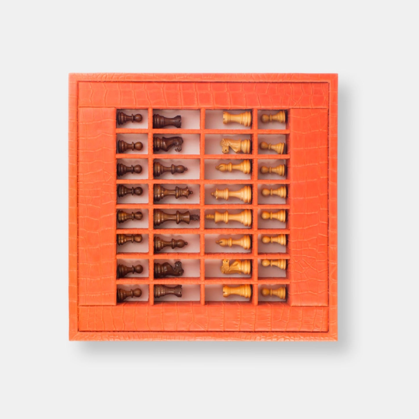 Coffret d'échecs 35cm alligator corail