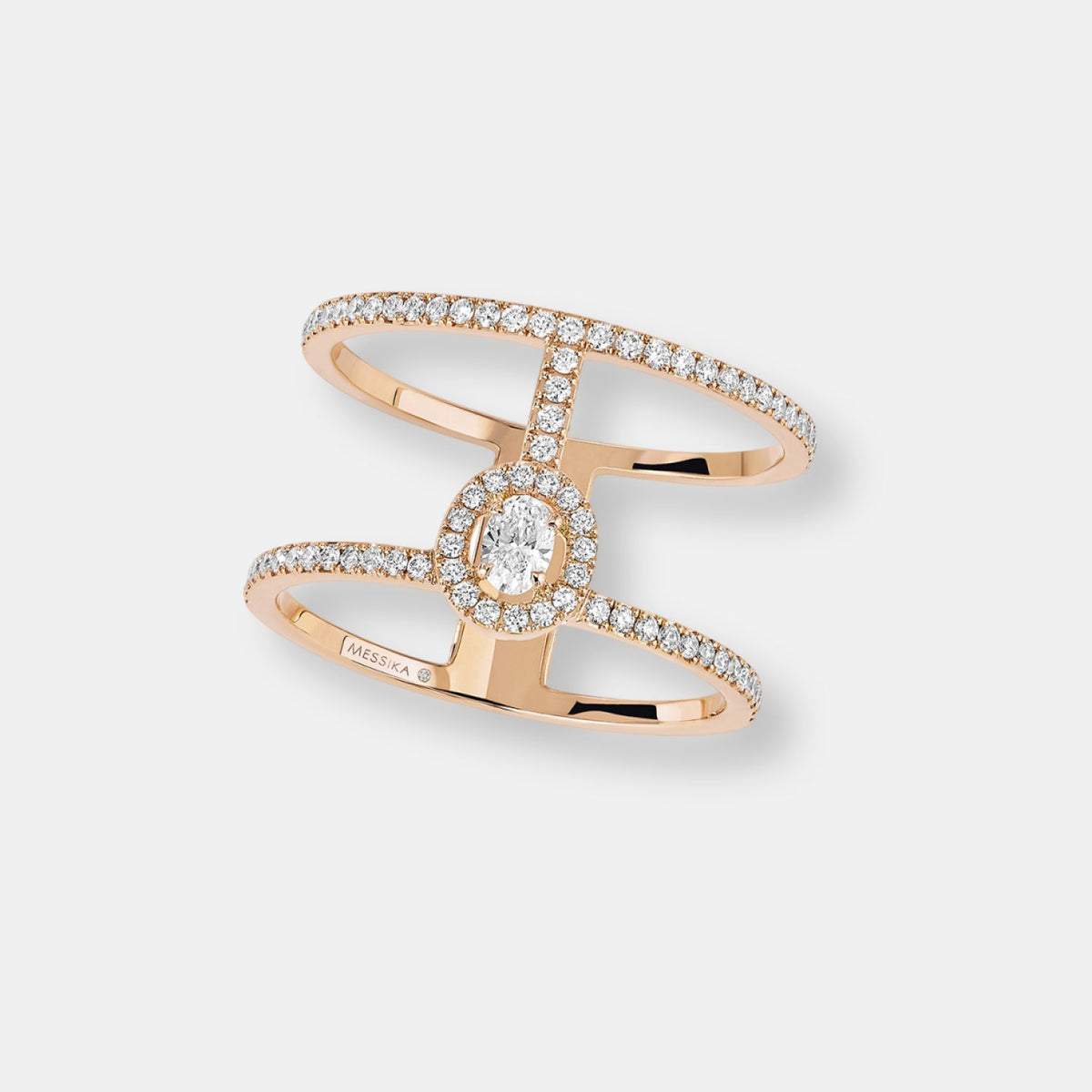 Bague glam'azone 2 rangs pavee en or rose et diamants