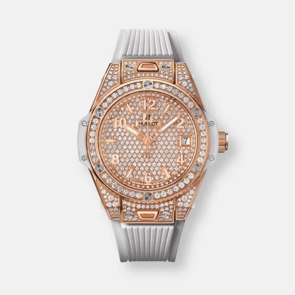 Montre big bang king gold white full pave