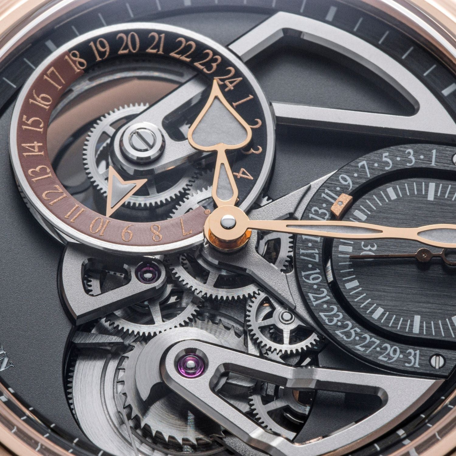 Montre openworked dual time