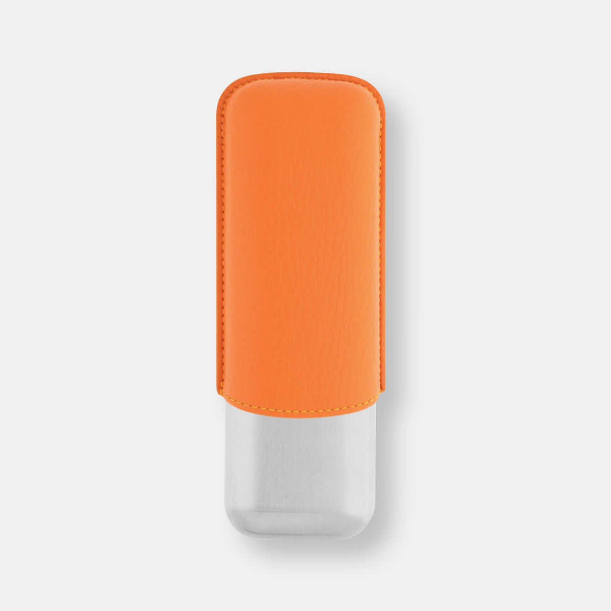 Etui double cigares orange graine chrome