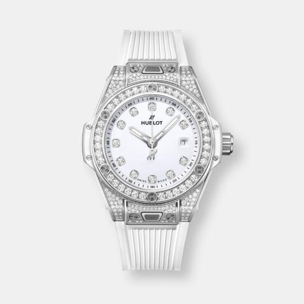 Montre big bang one click steel white diamonds