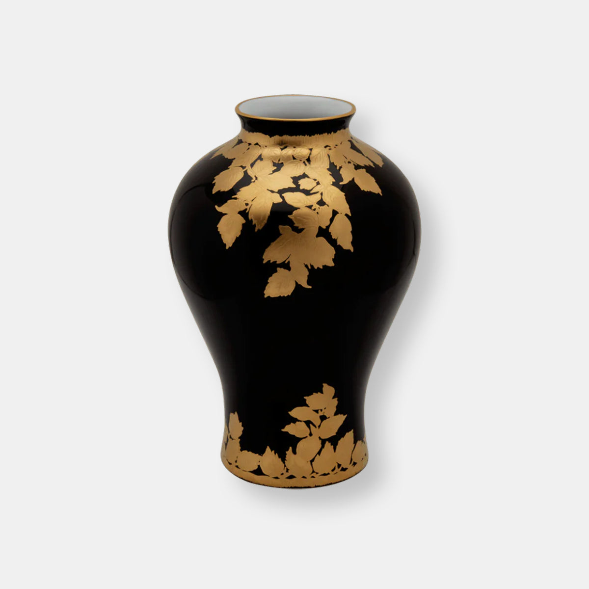 Feuille d’or petit vase noir