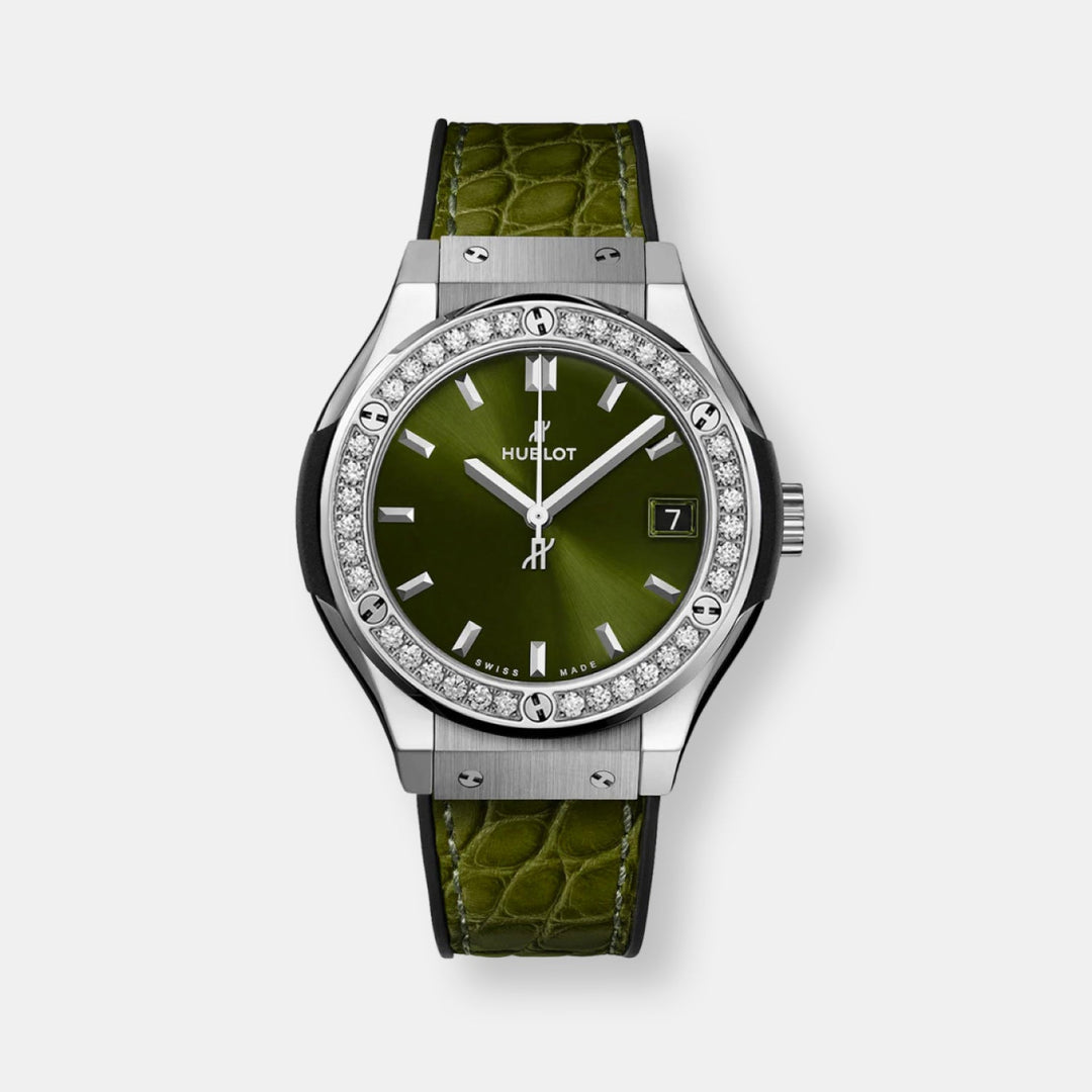 Montre classic fusion titanium  green pavé