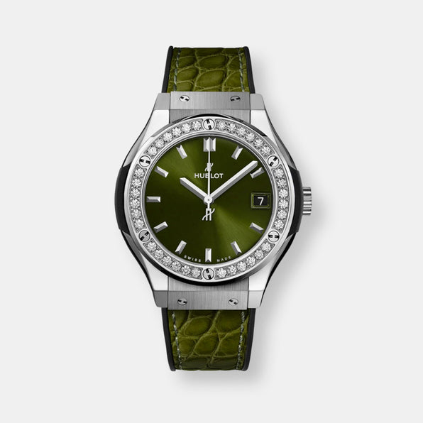 Montre classic fusion titanium  green pavé