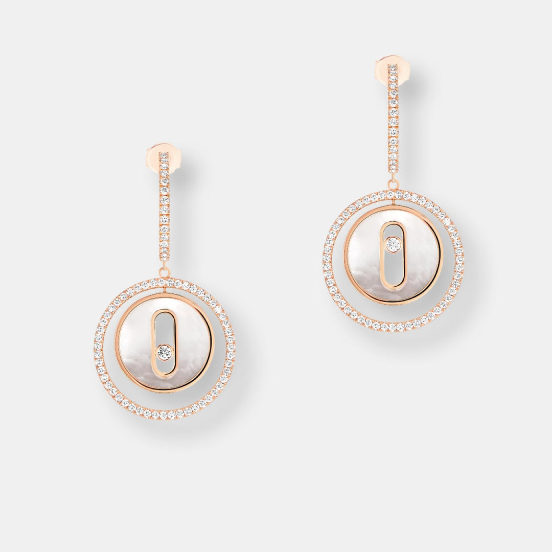 Boucles d'oreilles créoles lucky move nacre blanche