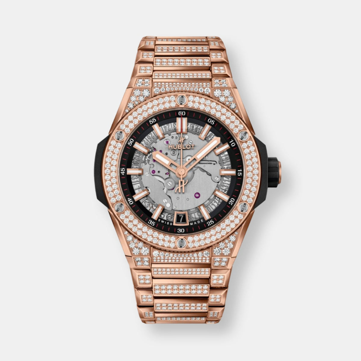 Montre big bang integral time only king gold pavé