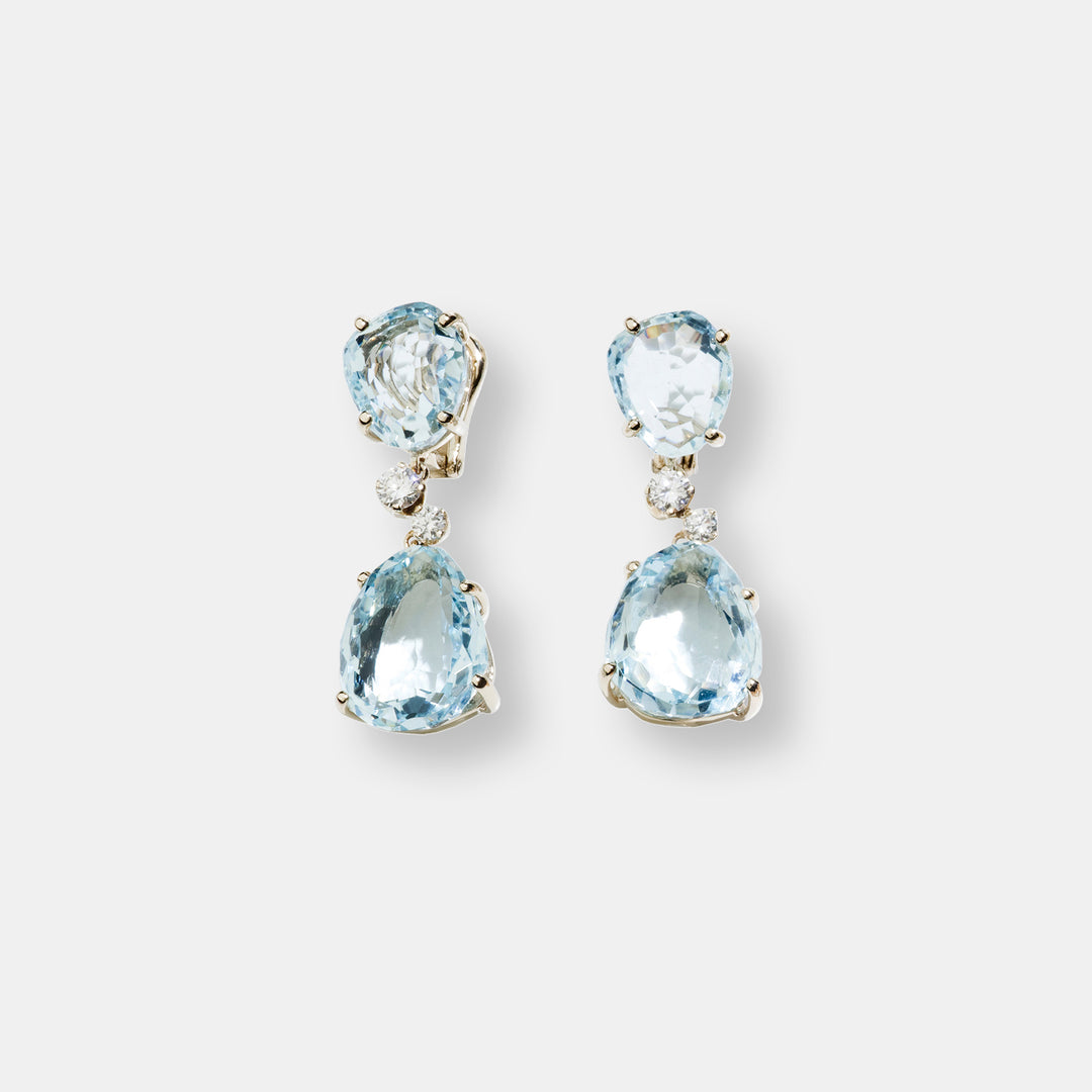 Boucles d'oreilles sabbia en org aquamarine et diamants