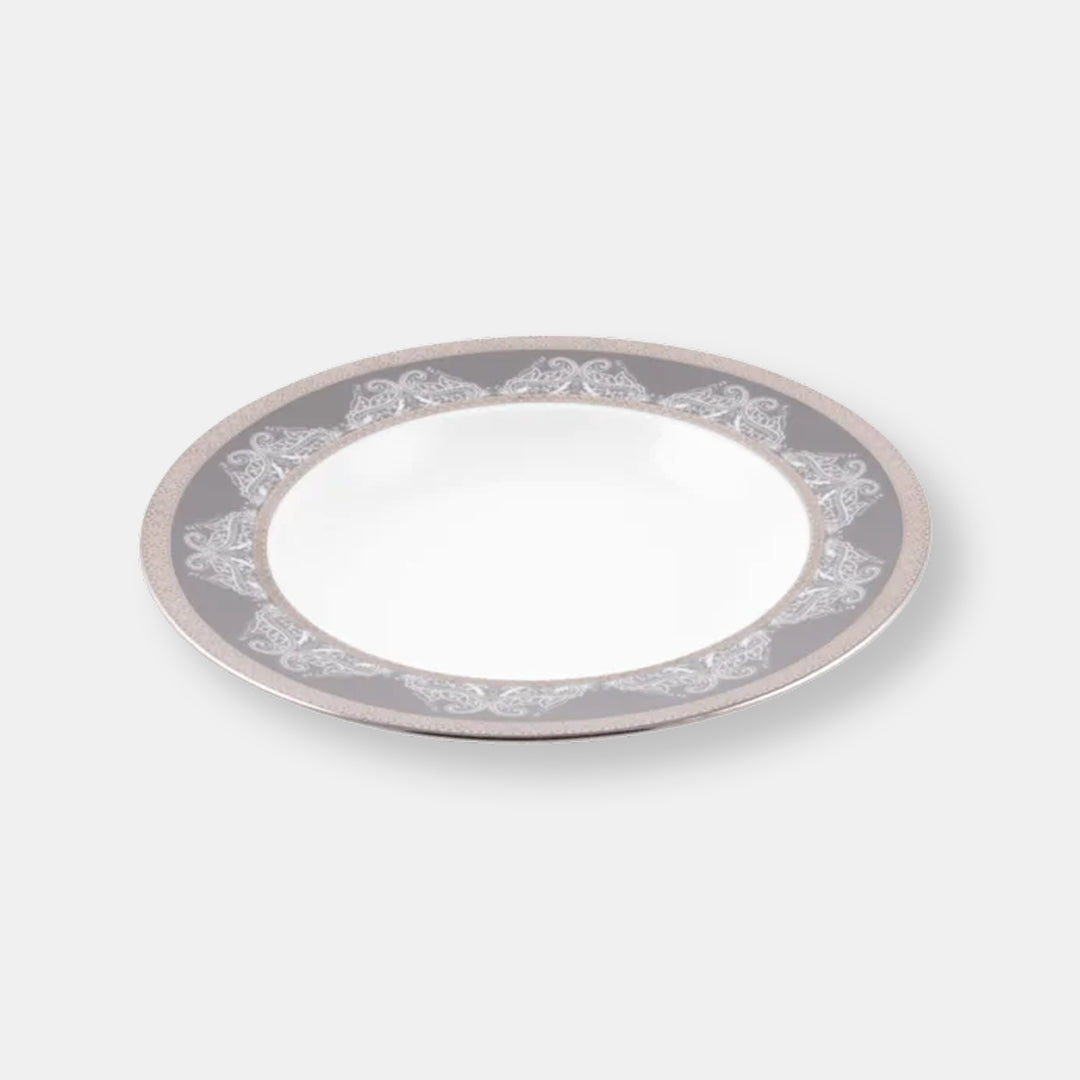 Coffret de 2 assiettes creuse à aile romane gris