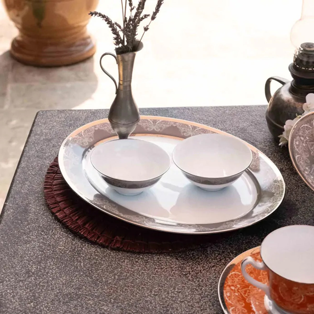 Coffret de 2 bols à soupe romane gris