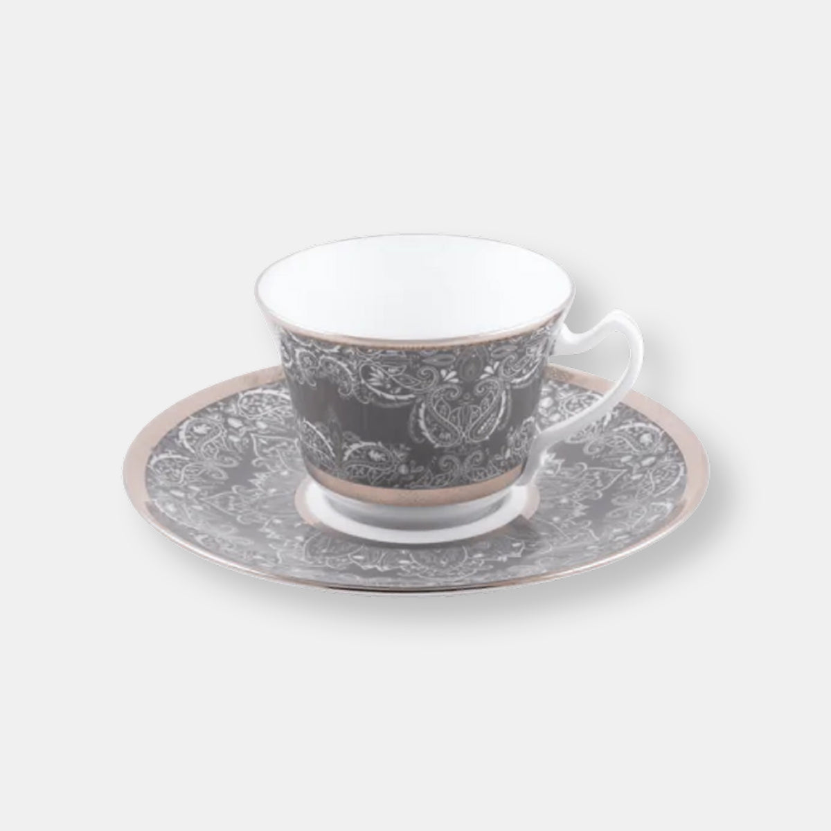 Coffret de 1 tasse et soucoupe de déjeuner xl romane gris