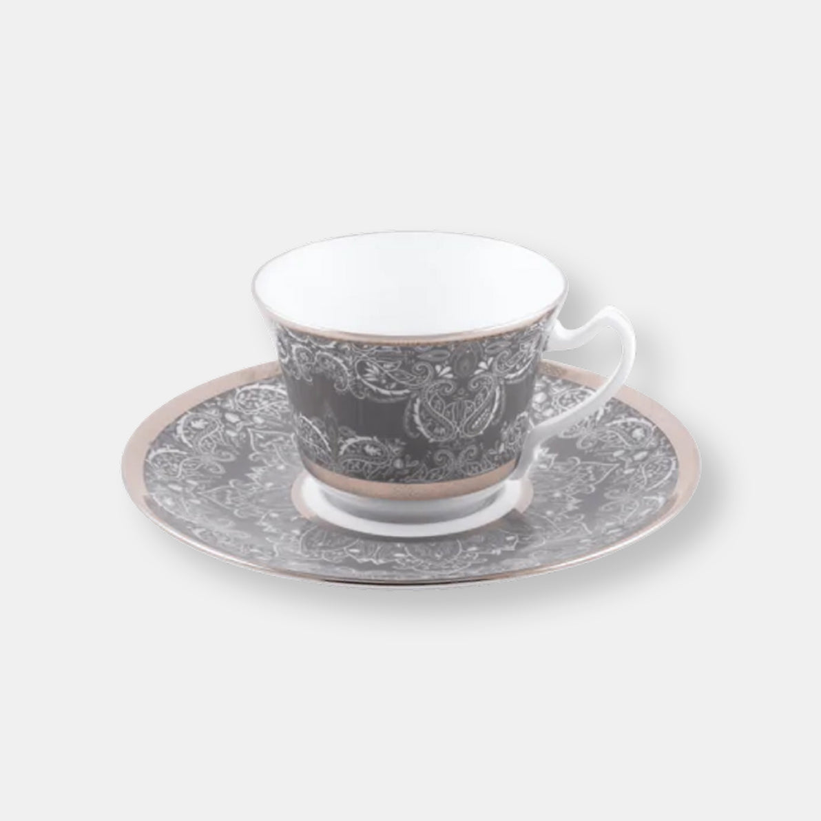Coffret de 1 tasse et soucoupe de déjeuner xl romane gris