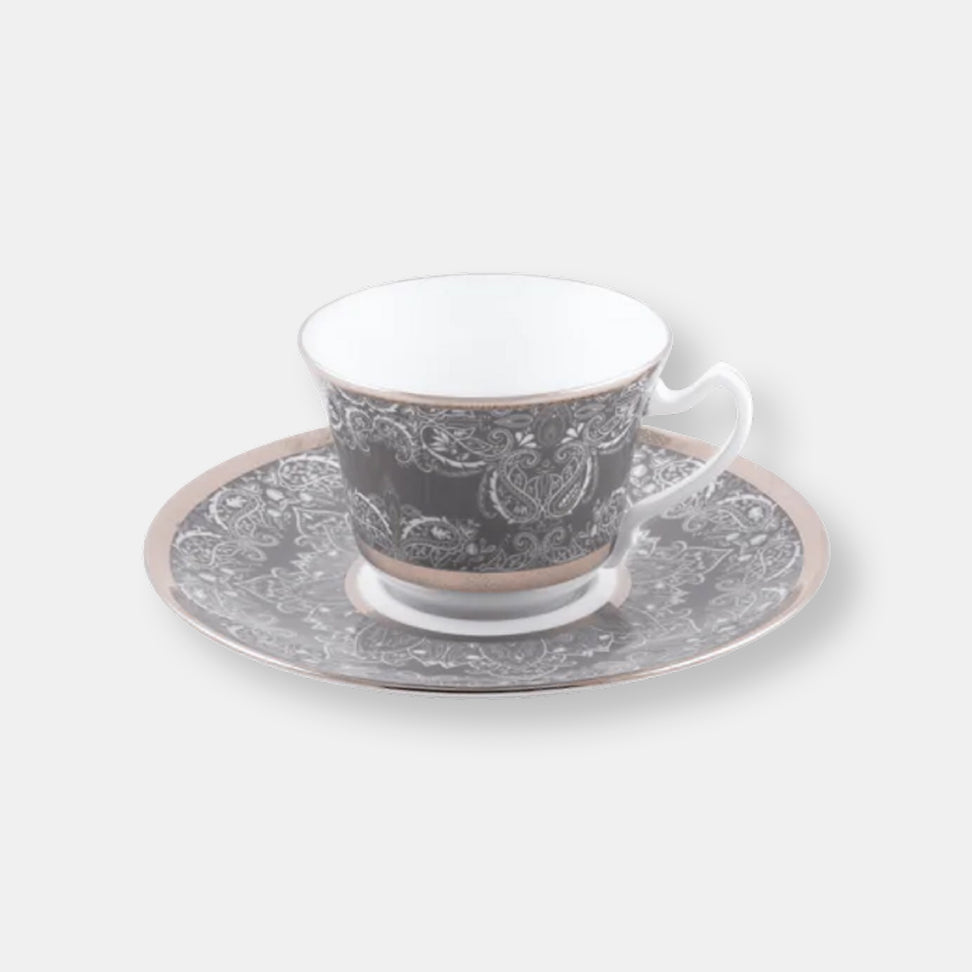 Coffret de 1 tasse et soucoupe de déjeuner xl romane gris