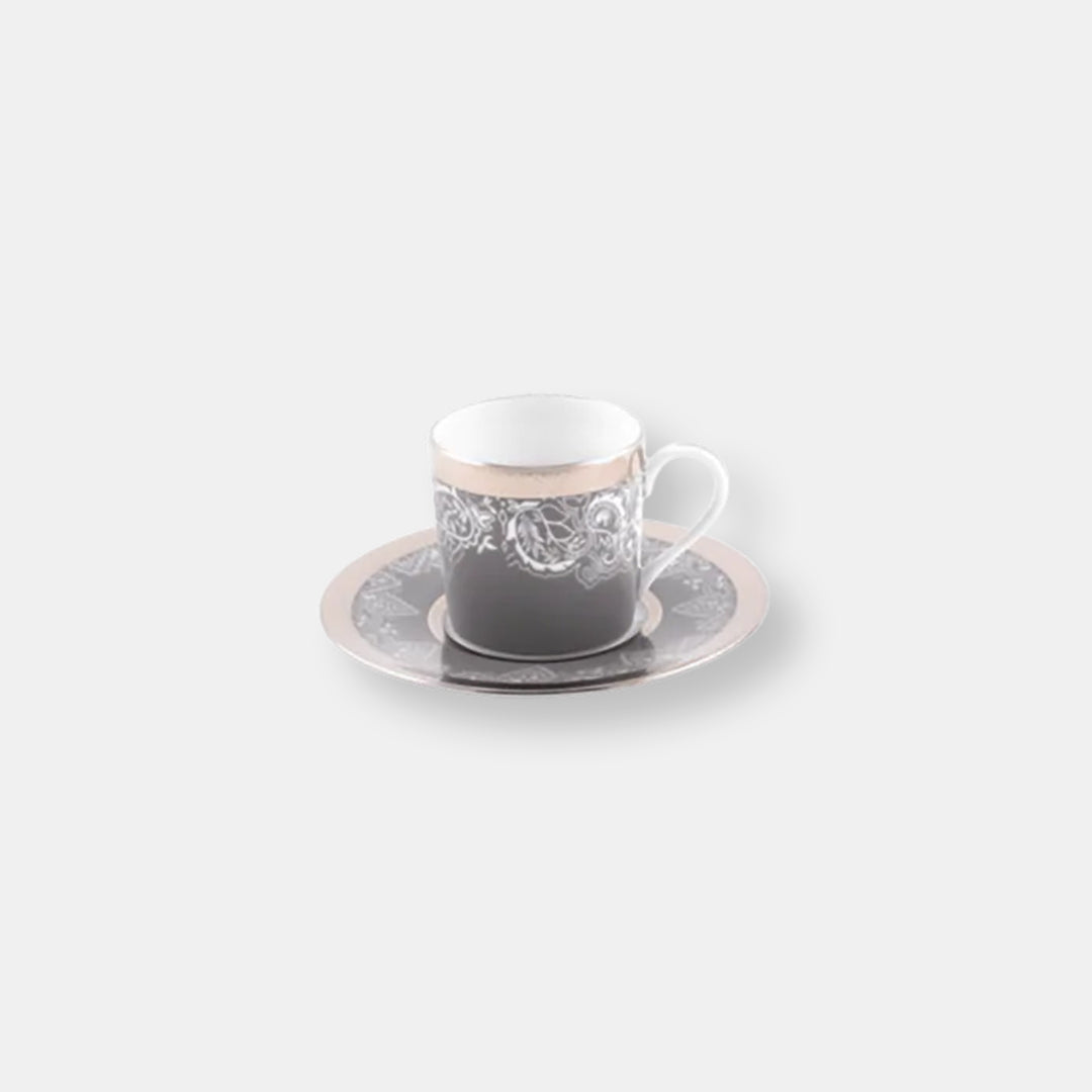 Coffret de 2 tasses et soucoupes romane gris