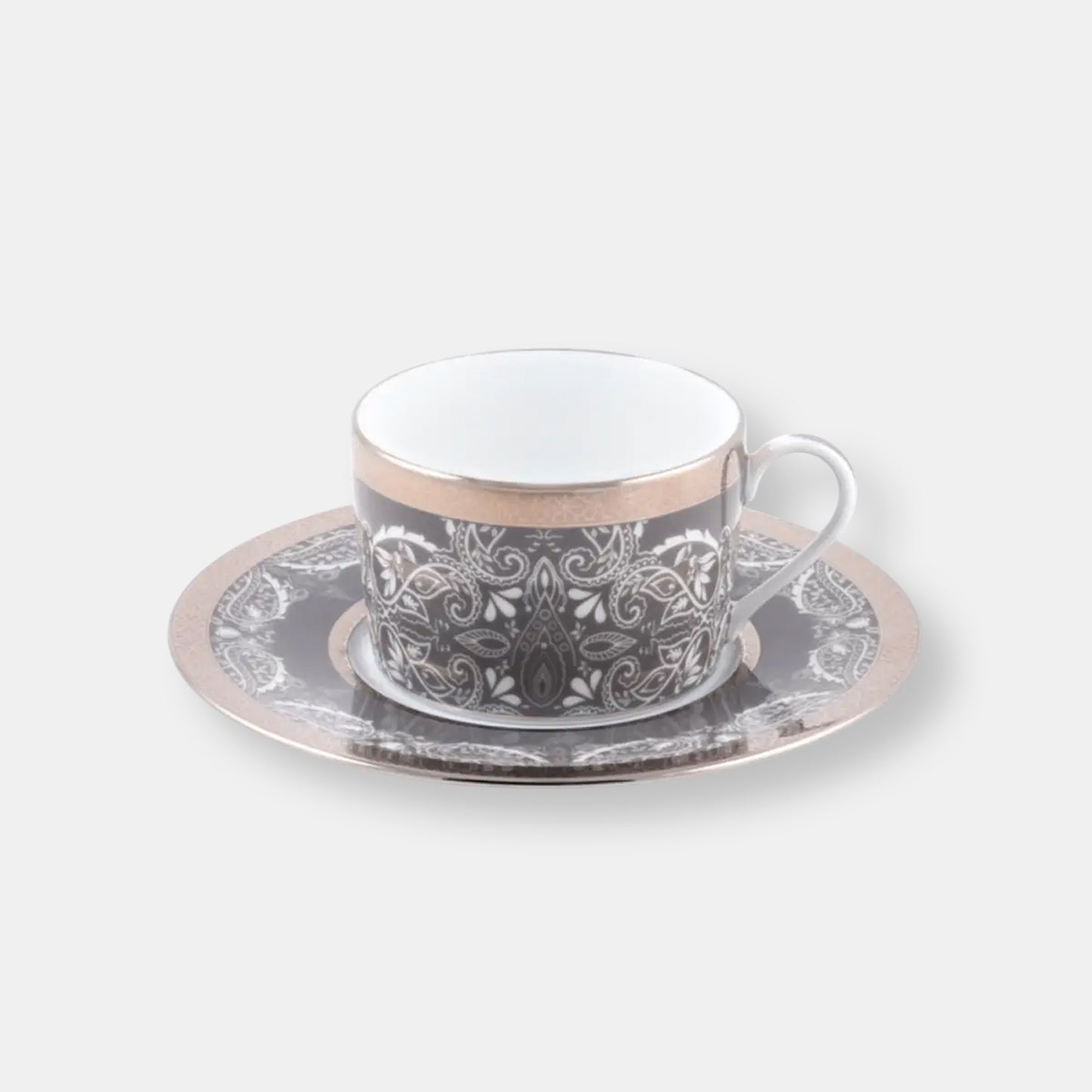 Coffret de 4 tasses et soucoupes thé romane gris