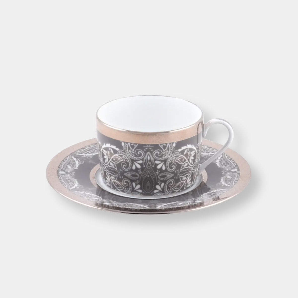Coffret de 4 tasses et soucoupes thé romane gris