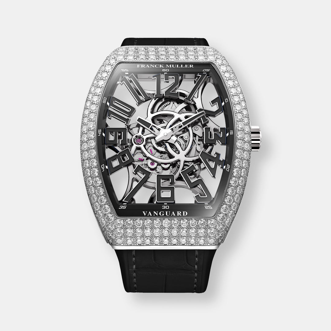 Montre vanguard squelette acier diamants