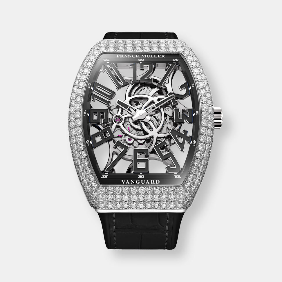 Montre vanguard squelette acier diamants