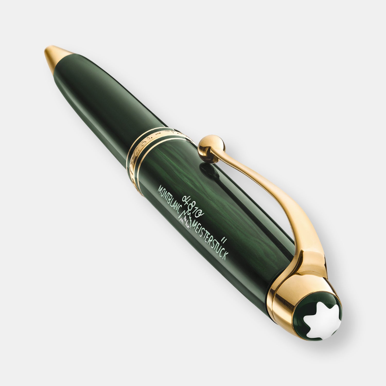 Stylo-bille meisterstuck the origin classique, résine précieuse vert foncé et garnitures dorées, édition anniversaire