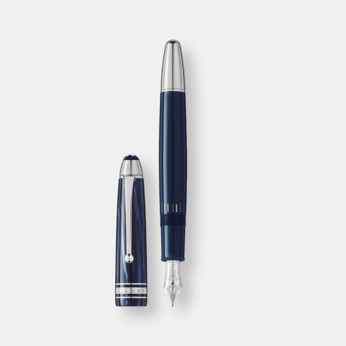 Stylo-plume, collection meisterstuck the origin, plume type m, résine précieuse bleue, édition anniversaire