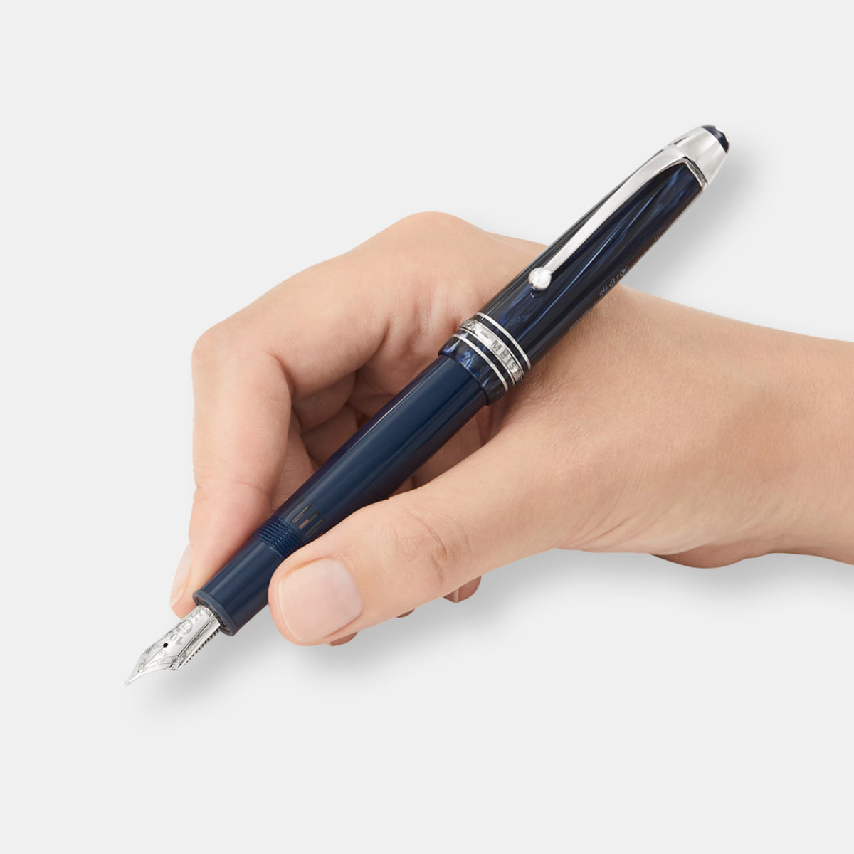 Stylo-plume, collection meisterstuck the origin, plume type m, résine précieuse bleue, édition anniversaire