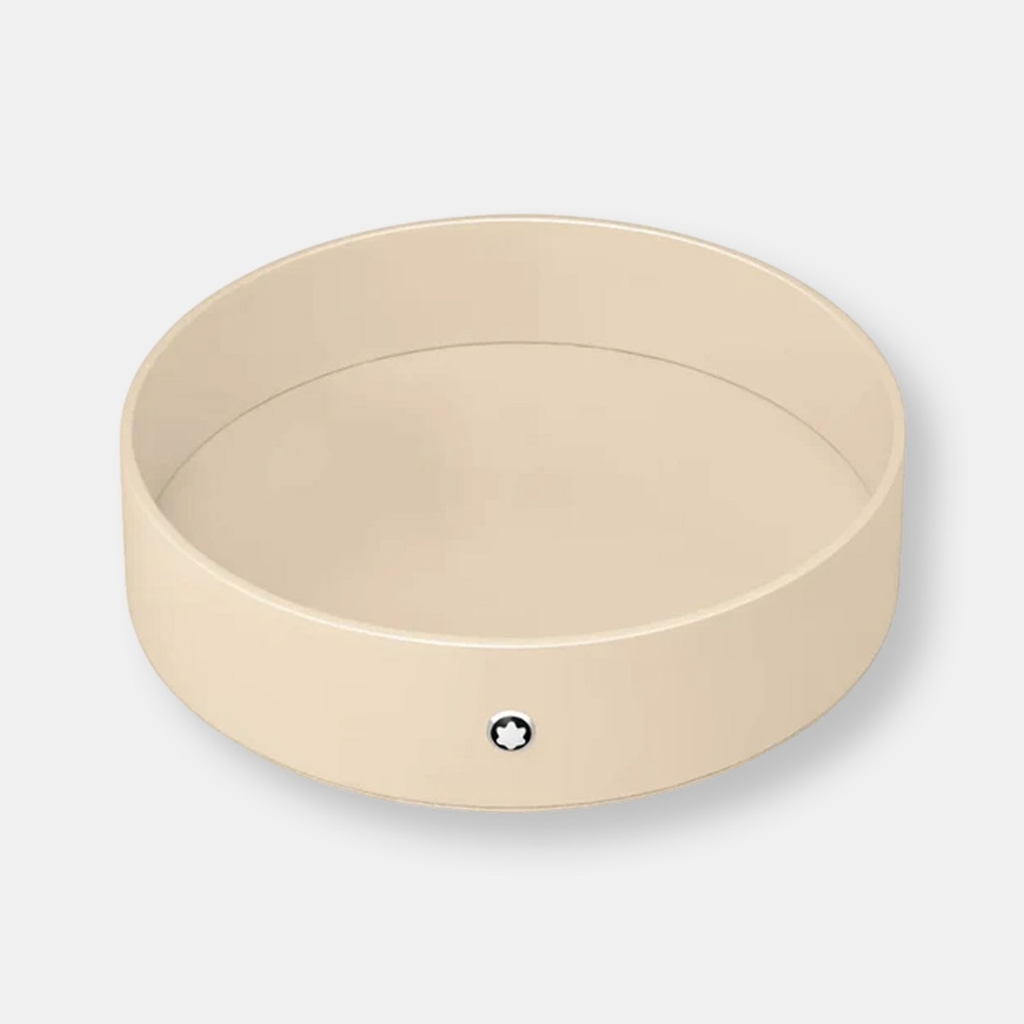 Grand plateau de bureau rond laqué en teinte ivoire