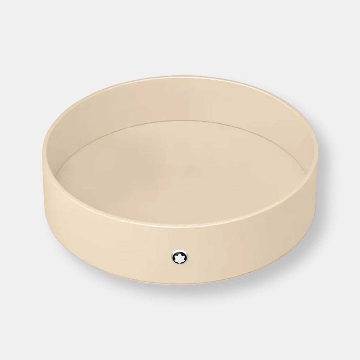 Grand plateau de bureau rond laqué en teinte ivoire