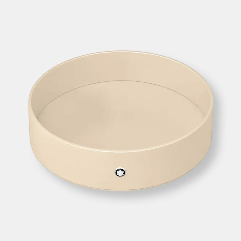 Grand plateau de bureau rond laqué en teinte ivoire