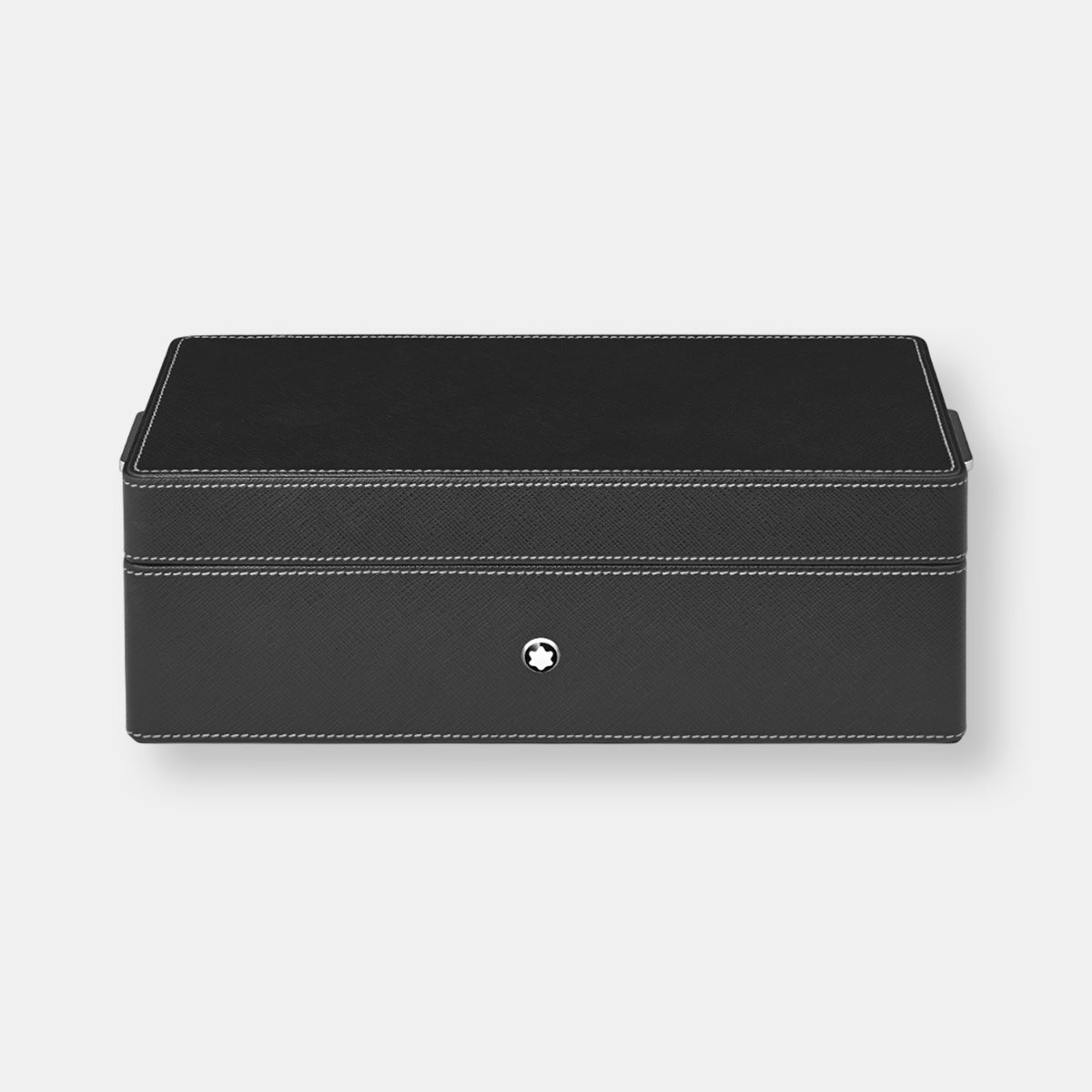 Boîte de bureau en cuir pour trois instruments d’écriture et une bouteille d’encre