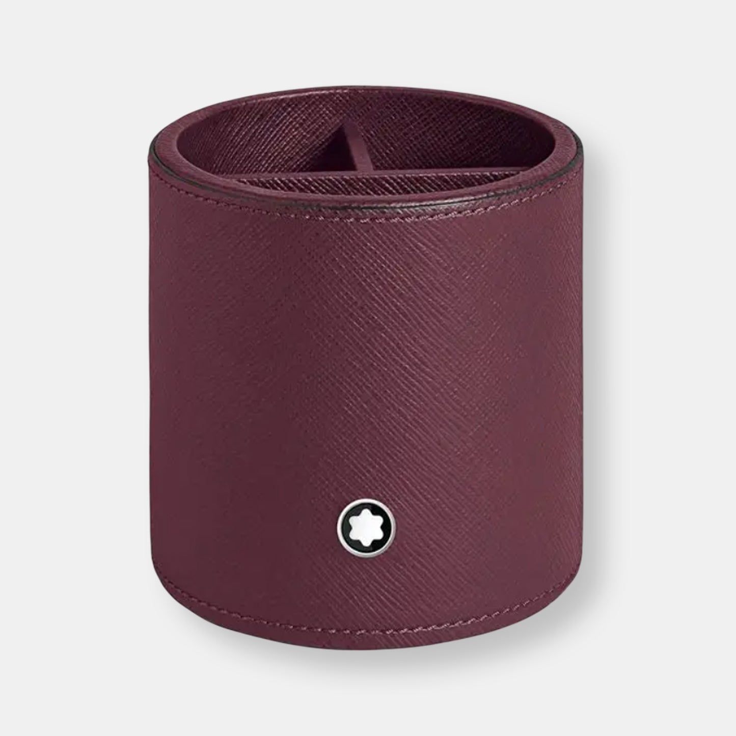Porte-stylo rond en cuir cassis