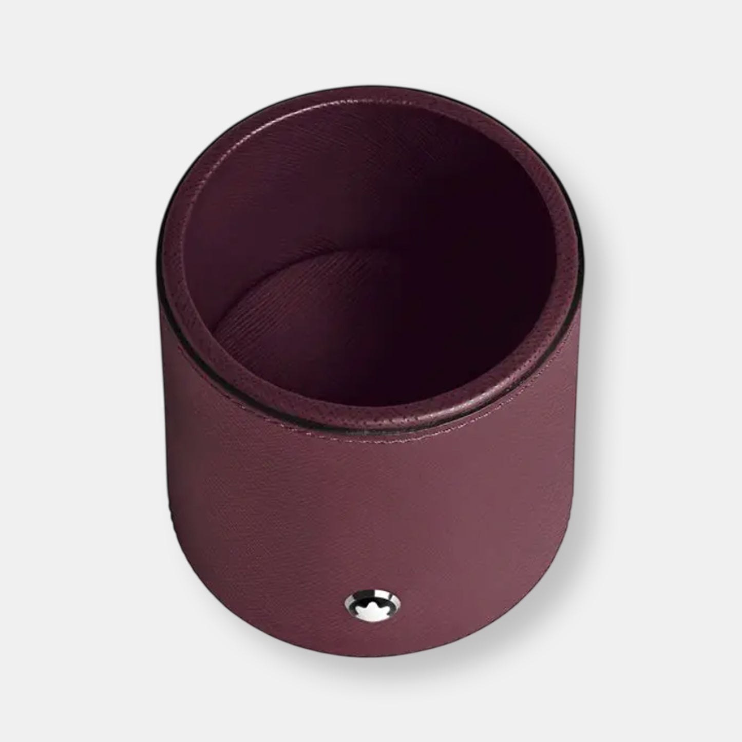 Porte-stylo rond en cuir cassis