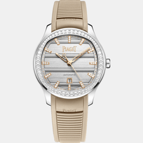 Montre polo acier brac elast coussin elast 36mm acier sertie diamants