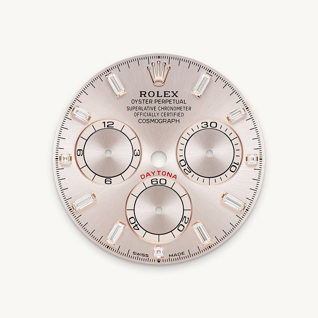 Montre Rolex Cosmograph Daytona en Or Everose 18 ct et cornes serties de diamants détail 1 - arije Paris