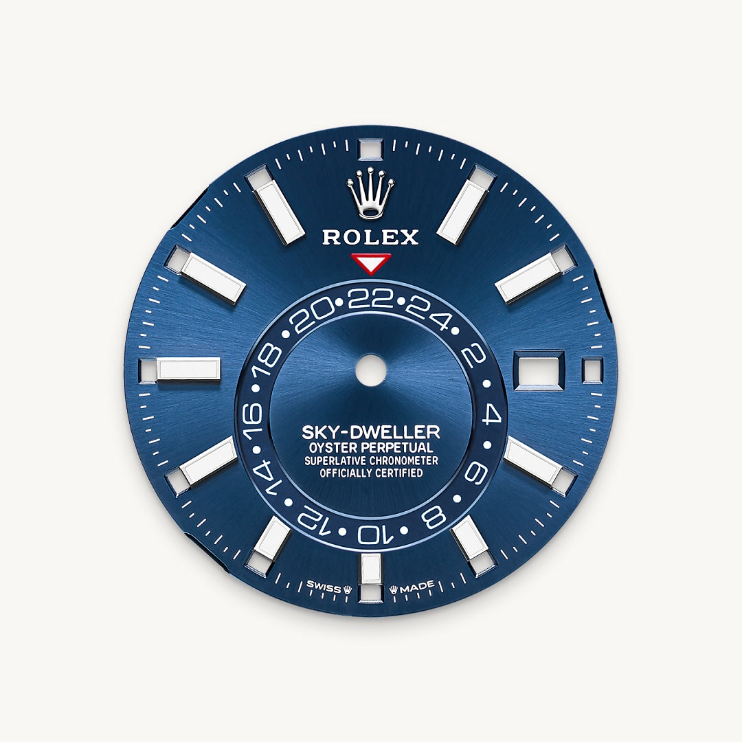 Montre Rolex Sky-Dweller en Rolesor gris – combinaison d’acier Oystersteel et d’or gris détail 1 - arije Paris