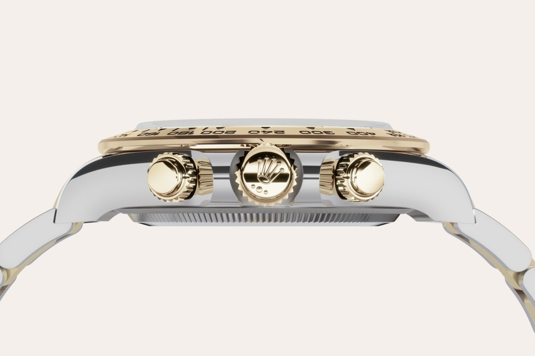 Montre Rolex Cosmograph Daytona en Rolesor jaune – combinaison d’acier Oystersteel et d’or jaune détail 3 - arije Paris