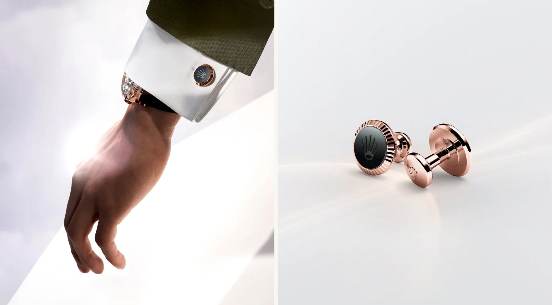 Accessoires Rolex – arije Paris - Boutons de manchette Or Everose et céramique